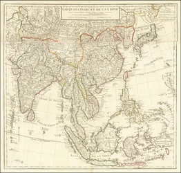 Kaart uit 1705 - Kaart van India en China