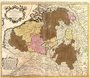 Kaart van Katholiek Nederland (België en Luxemburg) (ets)