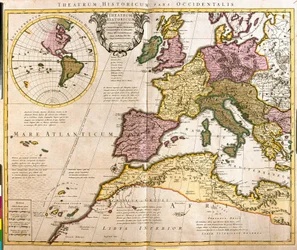 Kaart van Europa en Noord-Afrikaanse Kusten (ets)