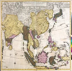 Pakistan, India, Nepal, Bhutan, Bangladesh, Sri Lanka, Oost-China, Noord-Korea, Zuid-Korea, Japan, Birma, Thailand Laos, Vietnam, Cambodja, Indonesië, Filippijnen, Maleisië