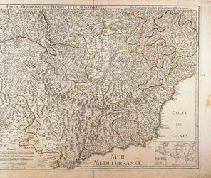 Zuidelijke Piemonte Regio, Monferrato en Westelijke Ligurië Regio. Kaart door Guillaume de l