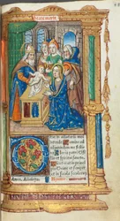 Gedrukt getijdenboek (gebruik van Rome): fol. 40r, Presentatie in de Tempel