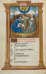 Gedrukt Getijdenboek (Gebruik van Rome): fol. 5v, April kalenderillustratie