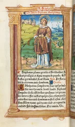 Gedrukt Getijdenboek Gebruik van Rome: fol. 100v, St. Stefanus, 1510