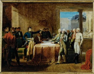 Voorbereidingen van de vrede getekend te Leoben op ... (schilderij op doek)