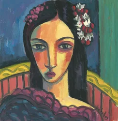 Meisje met een bloem in haar haar, 2012 (gouache op papier)
