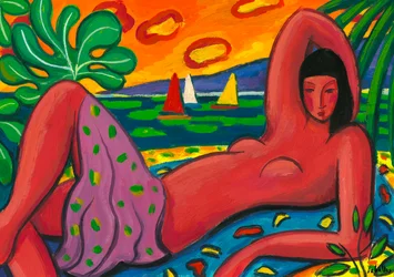 Naakt op het strand, 2011 (gouache op papier)