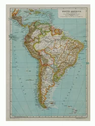 Kaart van Zuid-Amerika, c1910