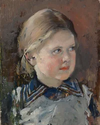 Hoofd van een meisje, studie voor het familieportret van baron Magnus von Born