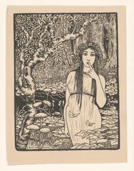 Vrouw in boslandschap