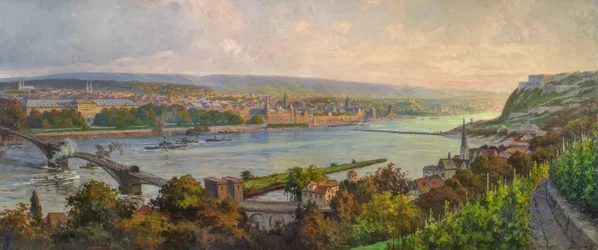 Uitzicht vanaf de wijngaarden bij Asterstein over de Rijn naar Koblenz