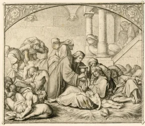 Luther met pestlijders in Wittenberg