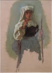 Italiaanse vrouw met stok