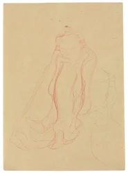 Kostuumstudie met samengevouwen handen, herhaling van de rechterkant, c.1903-04