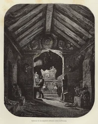 Interieur van een Etruskisch graf bij Perugia
