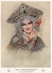 Portret van Maria Nikolaievna Kuznetsova (Maria Kuznetsova) (1880-1966), beroemde 20e-eeuwse Russische en Sovjet operazangeres en danseres in 