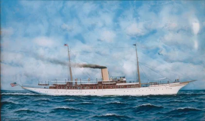 Boot voor anker op de Seine