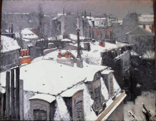 Uitzicht op daken (sneeuweffect)