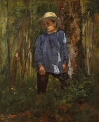 Jongen in het bos, ca.1860 (olieverf op doek)