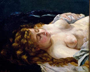 "Jonge slapende roodharige" Schilderij van Gustave Courbet (1819-1877)