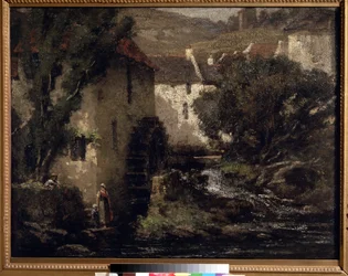 De watermolen. Schilderij van Gustave Courbet (1819-1877)