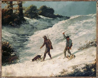 Stropers in de sneeuw (schilderij op canvas)