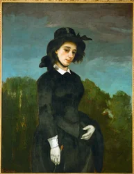Vrouw in paardrijpak (olieverf op doek)