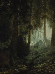 Herten in een boslandschap