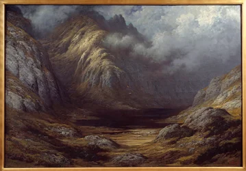 Een meer in Schotland na de storm. Schilderij door Gustave Dore (1832-1883)