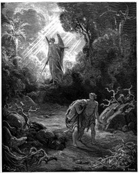 Adam en Eva worden uit het paradijs verdreven - Illustratie door Gustave Doré voor de Bijbel