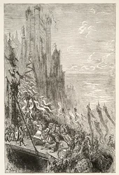 In de Stad van de Gravin van de Fontein, uit Verhalen van de Dagen van Koning Arthur door Charles Henry Hanson, pub.1898