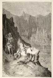 Balin Doodt Sir Lanceor, uit Verhalen van de Dagen van Koning Arthur door Charles Henry Hanson, pub.1898