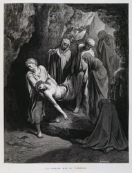 Christus naar het graf gebracht, Illustratie uit de Dore Bijbel