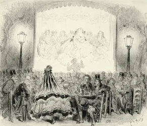 Koffieconcertzaal in Frankrijk, ca. 1865, gravure