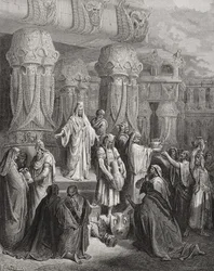 Cyrus Herstelt de Vaten van de Tempel, illustratie uit Dore