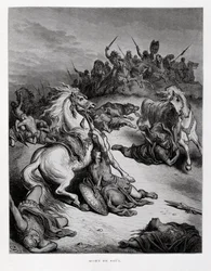 De dood van koning Saul van Israël, Illustratie uit de Dore Bijbel