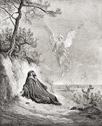 Elia gevoed door een engel. Naar een werk uit de Bijbel van Gustave Doré. Uit Leven en Herinneringen van Gustave Doré, gepubliceerd in 1885.