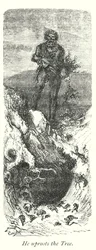 Hij ontwortelt de boom (gravure)