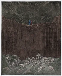 Inferno, canto 29: De vervalsers gefolterd in de vallei, illustratie uit “De goddelijke komedie” van Dante Alighieri, 1885