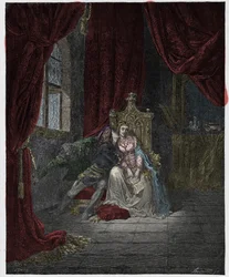 Inferno, Canto 5: Paolo en Francesca, illustratie uit "De Goddelijke Komedie" door Dante Alighieri, 1885