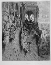 Bloedbaden van Antiochië tijdens de eerste kruistocht - gravure door Gustave Doré
