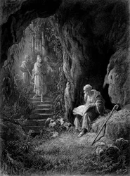 Merlijn ontdekt door de officieren van koning Arthur in het Broceliande-bos (Cycle des chevaliers de la Table Ronde) - in 