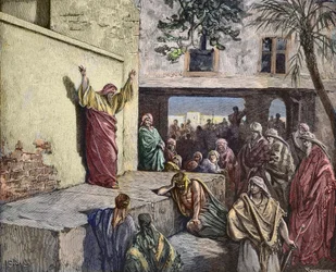 Micha de Morasjiet profeteert tot de Israëlieten, gravure door Gustave Doré - gravure uit 