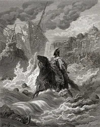 Mohammed II (1432-81) voor Constantinopel in 1453, illustratie uit 