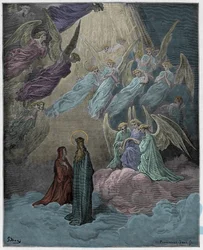Paradiso, canto 21: de stralende zielen zingen, illustratie uit Dante Alighieri