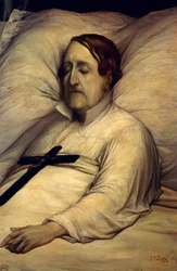 Portret van Gioachino Rossini op zijn sterfbed