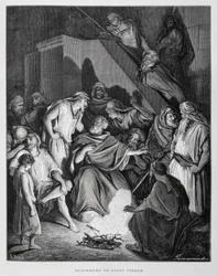 Sint Petrus ontkent Christus, Illustratie uit de Dore Bijbel