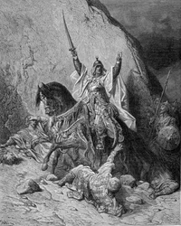 Saladin (1138-1193) (Salah al-Din Yusuf al-Ayyubi (al-Ayyubi). Gravure door Gustave Doré. 19e eeuw.