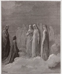 De Goddelijke Komedie, Paradiso, Zang 3: Het eerste rijk: Piccarda Donati en de zielen wier geloften waren gebroken - door Dante Alighieri (1265-1321) - Illustratie van Gustave Doré (1832-1883)