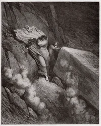 De Goddelijke Komedie, Inferno, Canto 11: Het brandende graf van paus Anastasius II - door Dante Alighieri (1265-1321) - Illustratie door Gustave Dore (1832-1883)
